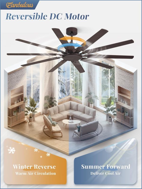 65 Inch Large Ceiling Fan Without Light, Modern Indoor/Outdoor Ceiling Fans No Light with Remote,6-Speed Reversible Quiet DC Motor, 10 Blade for Bedroom,Living Room,Patio,Garage(Oil Bronze)