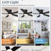 Ceiling Fans with Lights and Remote, 42 inch Low Profile Flush Mount Ceiling Fan,White Modern Ceiling Fan with LED Light for Bedroom Indoor Outdoor-5 Reversible blades, 3CCT, 6 Speeds, Timer