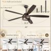 Farmhouse Ceiling Fans with Lights and Remote, 60 Inch Industrial Caged Ceiling Fans for Living Room Bedroom Kitchen, 6 Speed Reversible Quiet DC Motor, Dual Finish 5 BladesOil Bronze