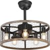 Caged Rustic Farmhouse Ceiling Fan with Lights Remote Control, Reversible Motor, 6 Speeds Ceiling Fan Light Fixture for Dining Room Bedroom