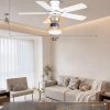 Ceiling Fans with Lights, 42 Inch Low Profile Ceiling Fan with Light and Remote/APP Control, Flush Mount, Dimmable, Qiuet DC Motor, White Small Indoor Ceiling Fan for Bedroom, Kitchen