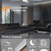 Ceiling Fans with Lights, Low Profile Ceiling Fan with Light and Remote/APP Control, Modern Flush Mount Ceiling Fan for Indoor Bedroom Living Room, Dimmable, Qiuet DC Motor, Silver