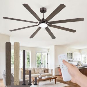 84 Inch Ceiling Fans with Lights, Oil Bronze Modern Ceiling Fan with Remote,Large Farmhouse Indoor & Outdoor Ceiling Fan with 8 Dual Finish Blades, Quiet DC Motor, Bright LED Light