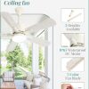 Outdoor Ceiling Fans with Light for Patios, IP65 Waterproof Gazebo Fan, Plug in Ceiling Fan with Remote, 3CCT 6-Speed White Ceiling Fan with Hanging Hook for Porch, Pergola,Canopy