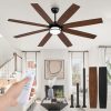 65 Inch Ceiling Fans with Lights and Remote, Farmhouse Large Ceiling Fans, Black&Brown Modern Ceiling Fan with LED Light, Quiet DC Motor for Living Room, Bedroom, Kitchen, Indoor