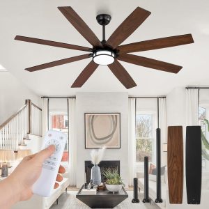 8111ThVOOiL._AC_SL1500_.jpg 65 Inch Ceiling Fans with Lights and Remote, Farmhouse Large Ceiling Fans, Black&Brown Modern Ceiling Fan with LED Light, Quiet DC Motor for Living Room, Bedroom, Kitchen, Indoor