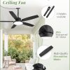 Outdoor Ceiling Fans with Light and Remote,IP65 Wet Rated Waterproof Ceiling Fan with 6-Speed DC Motor, Farmhouse Gazebo Fan for Porch Patios Pavilion(Black)