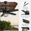 Outdoor Ceiling Fans with Lights and Remote Control,IP65 Wet Rated Waterproof Ceiling Fan with 6-Speed DC Motor, Farmhouse Gazebo Fan for Porch Patios PavilionBlack