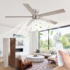 60 Inch low profile ceiling fan, Brushed Nickel Large Ceiling Fan no Lights, 6-Speeds, Quiet Reversible DC Motor, Indoor/Outdoor Ceiling Fans no light for Patios, Living Room, Bedroom