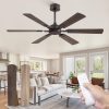 52 Inch Ceiling Fans No Light with Remote, Modern Ceiling Fan Without Light, Dual Finish 6 Blades, Reversible DC Motor, 6 Speed, Large Ceiling Fan for Indoor or Covered Outdoor, Oil Bronze