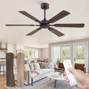 52 Inch Ceiling Fans No Light with Remote, Modern Ceiling Fan Without Light, Dual Finish 6 Blades, Reversible DC Motor, 6 Speed, Large Ceiling Fan for Indoor or Covered Outdoor, Oil Bronze
