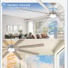 Modern Farmhouse 84 Inch Large Ceiling Fan, 6-Speed Reversible DC Industrial Ceiling Fans with Lights for Shop/Living Room/Covered Outdoor-Nickel