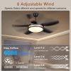 Fandelier Ceiling Fan with Light - Modern Black Ceiling Light Fixture with Fan and Remote, 3 Colors LED Ceiling Fans for Outdoor Patio Kitchen