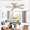 42 Inch Flush Mount Ceiling Fans no Light, Brushed Nickel Modern Ceiling Fans, 6-Speeds, Quiet Reversible DC Motor, Outdoor/Indoor Ceiling Fan for Patios, Living Room, Bedroom