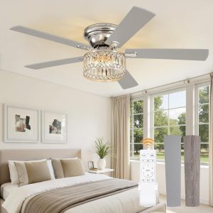 812nPvBML._AC_SL1500_.jpg 56 Inch Fandaliers Ceiling Fan with Remote Control, Brushed Nickel Modern Ceiling Fan with Light, 6-Speeds, Quiet Reversible DC Motor, Ceiling Fans Chandeliers for Bedroom, Living Room