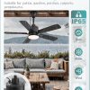 Outdoor Ceiling Fans with Light for Patios, IP65 Waterproof Gazebo Fan, Plug in Ceiling Fan with Remote, 3CCT 6-Speed Black Ceiling Fan with Hanging Hook for Porch, Pergola,Canopy