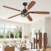 60 Inch Farmhouse Ceiling Fan with Light and Remote, Black Industrial Caged Flush Mount Ceiling Fans with 6 Speed Reversible Motor and Dual Finish 5 Blades, Rustic Ceiling Fan for Living room, Bedroom
