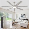 72 Inch Large Ceiling Fans with Lights, Nickel Modern Ceiling Fan with Quiet DC Motor, 3CCT, Indoor/Outdoor Ceiling Fan with Dual Finish Reversible 7 Blades, Timer for Living Room, Patio