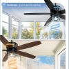 Outdoor Ceiling Fans with Lights and Remote Control,IP65 Wet Rated Waterproof Ceiling Fan with 6-Speed DC Motor, Farmhouse Gazebo Fan for Porch Patios PavilionBlack