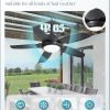 42 Inch Waterproof Outdoor Ceiling Fan with Lights and Remote,IP65 Hanging Gazebo Fan with 3CCT 6-Speed DC Motor,Black Wet Rated Plug in Ceiling Fan with Cord for Patios Porch Pergola