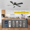 52 Low Profile Ceiling Fan with Lights, Remote & APP Control Modern Flush Mount Indoor Outdoor Ceiling Fans, Dimmable, Silent DC Motor, Reversible, Black