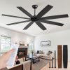 65 inch Indoor/Outdoor Ceiling Fan No LightQuiet DC Motor Fan Reversible 6-Speeds, 8 Blades Ceiling Fans with remote for Bedroom Low Profile Ceiling Fan for Living Room for Patio(Black)