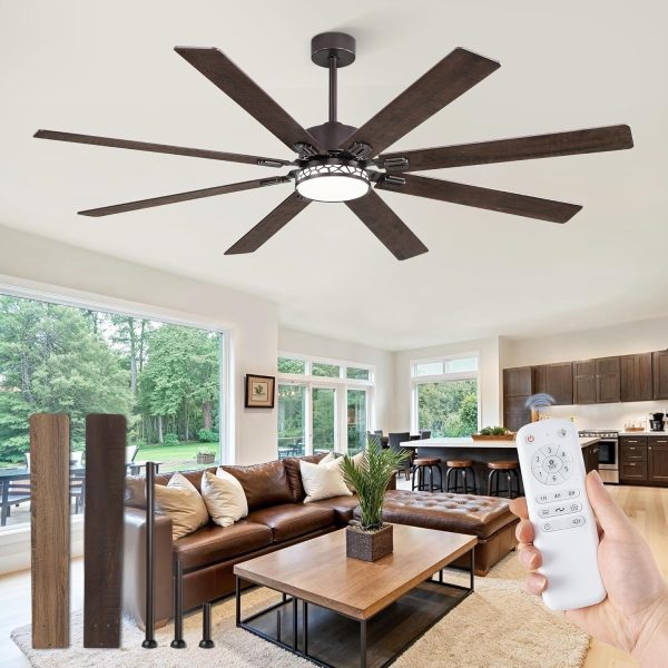 72 Inch Large Ceiling Fans with Lights, Farmhouse Ceiling Fan with Light and Remote, Dual Finish 8 Blades, Reversible DC Motor, 3CCT, 6 Speed, Modern Ceiling Fan for Living Room, Oil Bronze