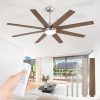 65 Inch Ceiling Fans with Lights and Remote, Brush Nickel Indoor/Outdoor Ceiling Fan with Quiet Reversible DC Motor, 6 Speeds, 3CCT, 8 Blades Large Ceiling Fan for Living Room Bedroom Patio