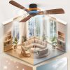 Ceiling Fans Without Lights, Flush Mount Ceiling Fan with Remote Control Modern,Low Profile Ceiling Fans with 6-Speeds Reversible DC Motor for Patio Living Room Bedroom(Walnut)