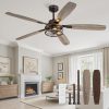 60 Inch Farmhouse Ceiling Fan with Light and Remote, Oil Bronze Industrial Flush Mount Ceiling Fans with 6 Speed Reversible Motor and Dual Finish 5 Blades, Rustic Ceiling Fan for Living room, Bedroom