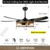 Farmhouse Ceiling Fan with Lights and Remote,52 inch Rustic Ceiling Fan with Caged Light Fixture, Retro Black Outdoor Ceiling Fans for Patio,Living Room,Dining Room,Bedroom