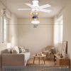 Ceiling Fans with Lights, 32 Inch Low Profile Ceiling Fan with Light and Remote/APP Control, Flush Mount, Dimmable, Qiuet DC Motor, White Small Indoor Ceiling Fan for Bedroom, Kitchen