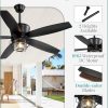 Outdoor Ceiling Fans with Lights and Remote Control,IP65 Wet Rated Waterproof Ceiling Fan with 6-Speed DC Motor, Farmhouse Gazebo Fan for Porch Patios PavilionBlack