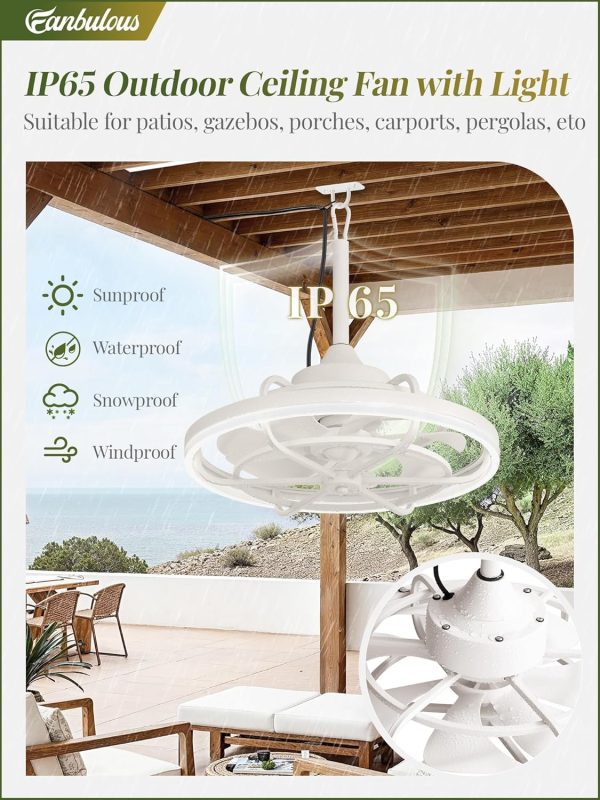 Outdoor Ceiling Fans with Light for Patios, 20" Weatherproof Plug in Ceiling Fan, Gazebo Fan Remote&APP Control, 3CCT Dimmable,Caged Ceiling Fan with Hanging Hook for Porch, Pergola,Canopy