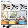 Ceiling Fans with Lights and Remote, 52 inch Low Profile Flush Mount Ceiling Fan,Black Modern Ceiling Fan with LED Light for Bedroom Indoor Outdoor-5 Reversible blades, 3CCT, 6 Speeds, Timer