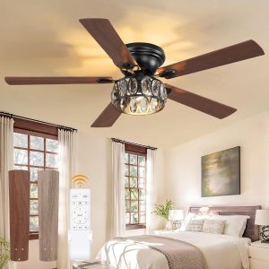 816gxefQLL._AC_SL1500_.jpg 56 Inch Chandelier Ceiling Fans with Lights and Remote, Flush Mount Crystal Ceiling Fan with 6-Speeds, Quiet Reversible DC Motor, Farmhouse Ceiling Fan for Bedroom, Living Room, Dining Room