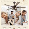 Farmhouse Ceiling Fans with Light, 48 Inch Bedroom Ceiling Fan with Lights, 6-Speed Adjustable, Quiet and Reversible DC Motor, 5 Dual Finish Blades, Rustic Caged Ceiling FanOil Bronze