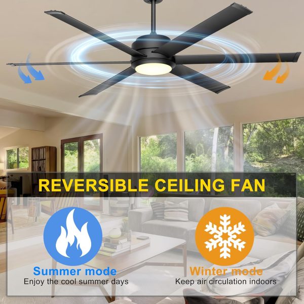 Industrial Ceiling Fan with Lights - Remote & APP Control, Dimmable, DC Motor, Outdoor Fan with Aluminum Blades for Patio Living Room, Black