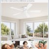 52 Inch Flush Mount Ceiling Fan No Light with Remote,White Modern Low Profile Ceiling Fan Without Light,6-Speeds,Quiet Reversible DC Motor,Indoor&Outdoor Ceiling Fans for Bedroom,Living Room