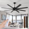 65 Inch Ceiling Fans, Black Indoor/Outdoor Ceiling Fan with Quiet Reversible DC Motor, 6 Speeds, 8 Blades Large Ceiling Fan for Living Room Bedroom Patio