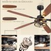 60 Inch Farmhouse Ceiling Fan with Light and Remote, Black Industrial Caged Flush Mount Ceiling Fans with 6 Speed Reversible Motor and Dual Finish 5 Blades, Rustic Ceiling Fan for Living room, Bedroom