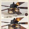 Farmhouse Ceiling Fans with Light, 48 Inch Bedroom Ceiling Fan with Lights, 6-Speed Adjustable, Quiet and Reversible DC Motor, Dual Finish 5 Blades, Rustic Caged Ceiling Fan for Living Room