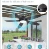 52 Inch Waterproof Outdoor Ceiling Fan with Lights and Remote,IP65 Hanging Gazebo Fan with 3CCT 6-Speed DC Motor,Black Wet Rated Plug in Ceiling Fan with Cord for Patios Porch Pergola