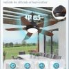 42 Inch Wet Rated Outdoor Ceiling Fan with Lights and Remote,IP65 Hanging Gazebo Fan with 3CCT 6-Speed DC Motor,Brown Waterproof Plug in Ceiling Fan with Cord for Patios Porch Pergola Pavilion