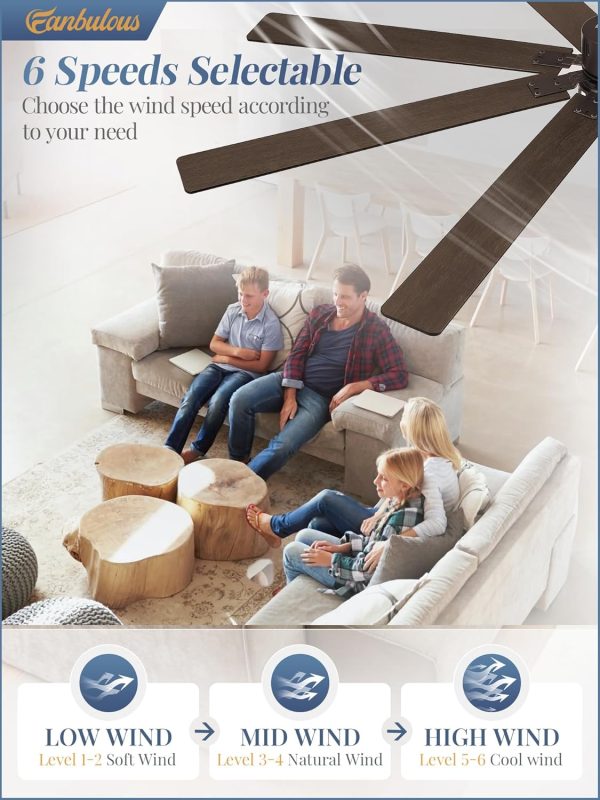 Modern Farmhouse 84 Inch Large Ceiling Fan, 6-Speed Reversible DC Industrial Ceiling Fans with Lights for Shop/Living Room/Covered Outdoor-Oil Rubbed Bronze