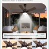 Outdoor Ceiling Fans with Light for Patios, IP65 Waterproof Gazebo Fan, Plug in Ceiling Fan with Remote, 3CCT 6-Speed Oil-Bronze Ceiling Fan with Hanging Hook for Porch, Pergola,Canopy