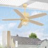 Outdoor Ceiling Fans with Lights and Remote Control,IP65 Wet Rated Waterproof Ceiling Fan with 6-Speed DC Motor, Farmhouse Gazebo Fan for Porch Patios PavilionWhite