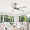 42 Ceiling Fans with Lights and Remote, Modern Low Profile Ceiling Fans with Dimmable 3CCT Quiet DC Motor, Reversible Celing Fan with 6-Speeds Timer for Bedroom, Nickel