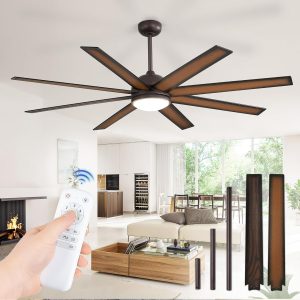 819p4wLvO9L._AC_SL1500_.jpg 65 Inch Ceiling Fans with Lights and Remote, Bronze Indoor/Outdoor Ceiling Fan with Quiet Reversible DC Motor, 6 Speeds, 3CCT, 8 Blades Large Ceiling Fan for Living Room Bedroom Patio