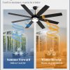 65 Inch Ceiling Fans with Lights and Remote, Farmhouse Large Ceiling Fans, Black&Brown Modern Ceiling Fan with LED Light, Quiet DC Motor for Living Room, Bedroom, Kitchen, Indoor